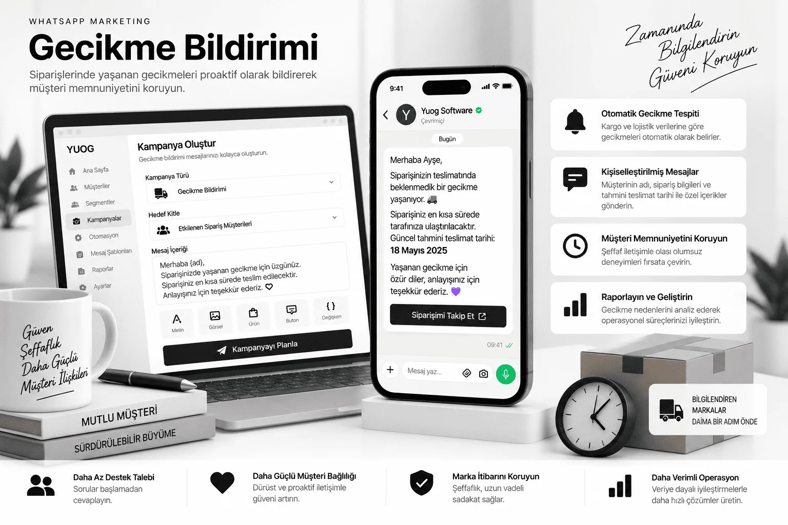 WhatsApp Gecikme Bildirimi: hazırlanmayı bekleyen siparişlerin listelenmesi ve müşteriye bilgi mesajı